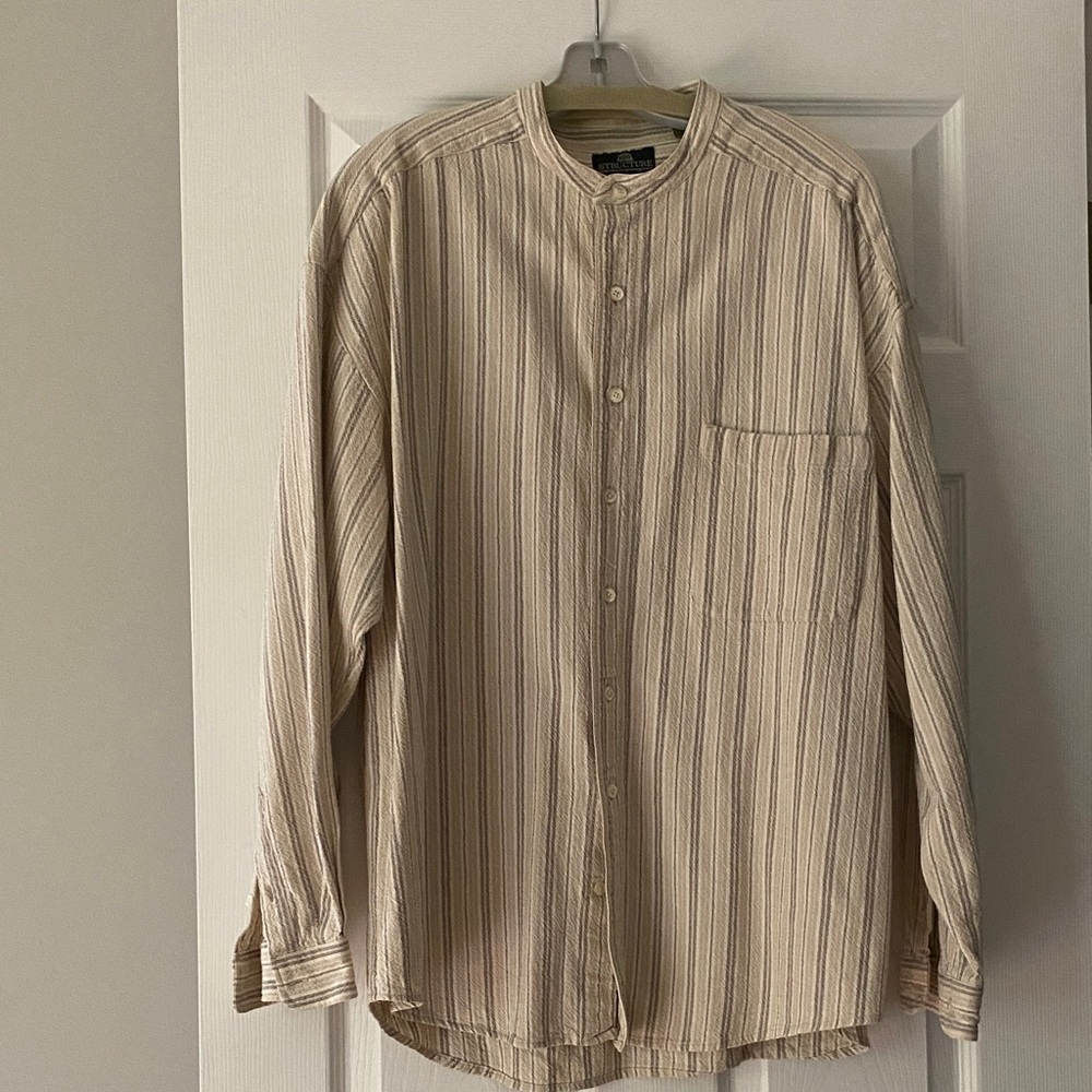 Structure Beige and Brown Striped Men's Shirt size xl